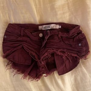 brandy melville maroon low rise short shorts